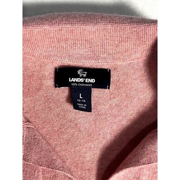 Lands End Womens 100% Cashmere Johnny Collar Sweater Pink Long Sleeve Size Large - Picture 3 of 10